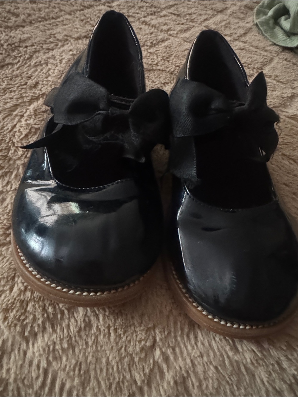 Girls' Black Patent Bow Mary Jane Shoes